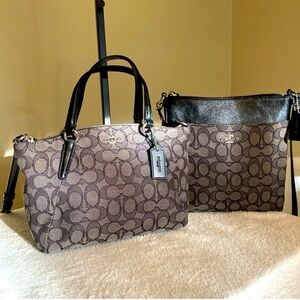 2pcs Mini KELSEY Satchel Crossbody Outline Canvas Jacquard Black.